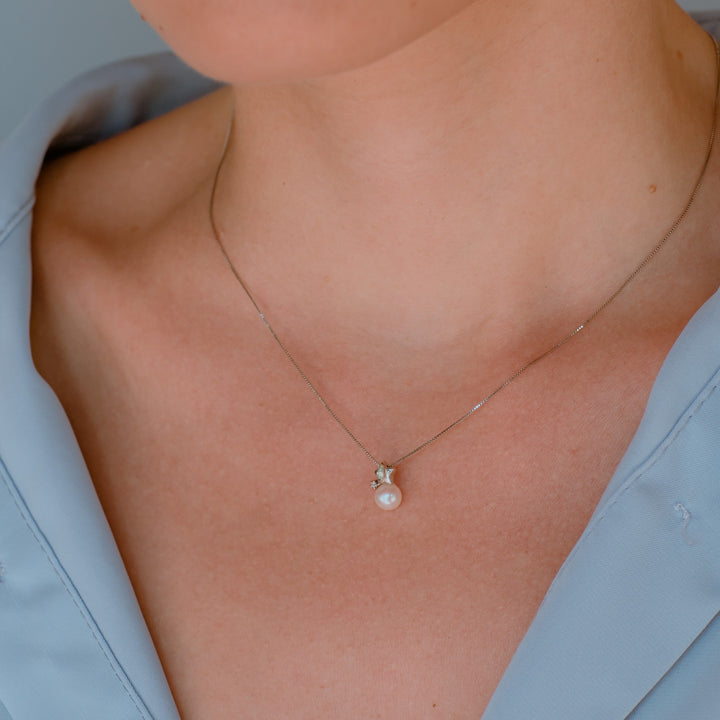 Comete Choker ketting parels in goud en diamanten met ster GLP609