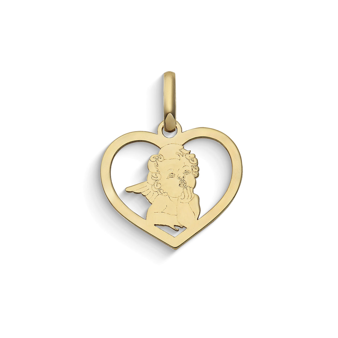 Comete-Herzanhänger mit Schutzengel aus 375‰ Gelbgold KCOB039