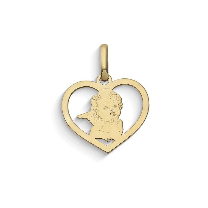 Comete-Herzanhänger mit Schutzengel aus 375‰ Gelbgold KCOB039