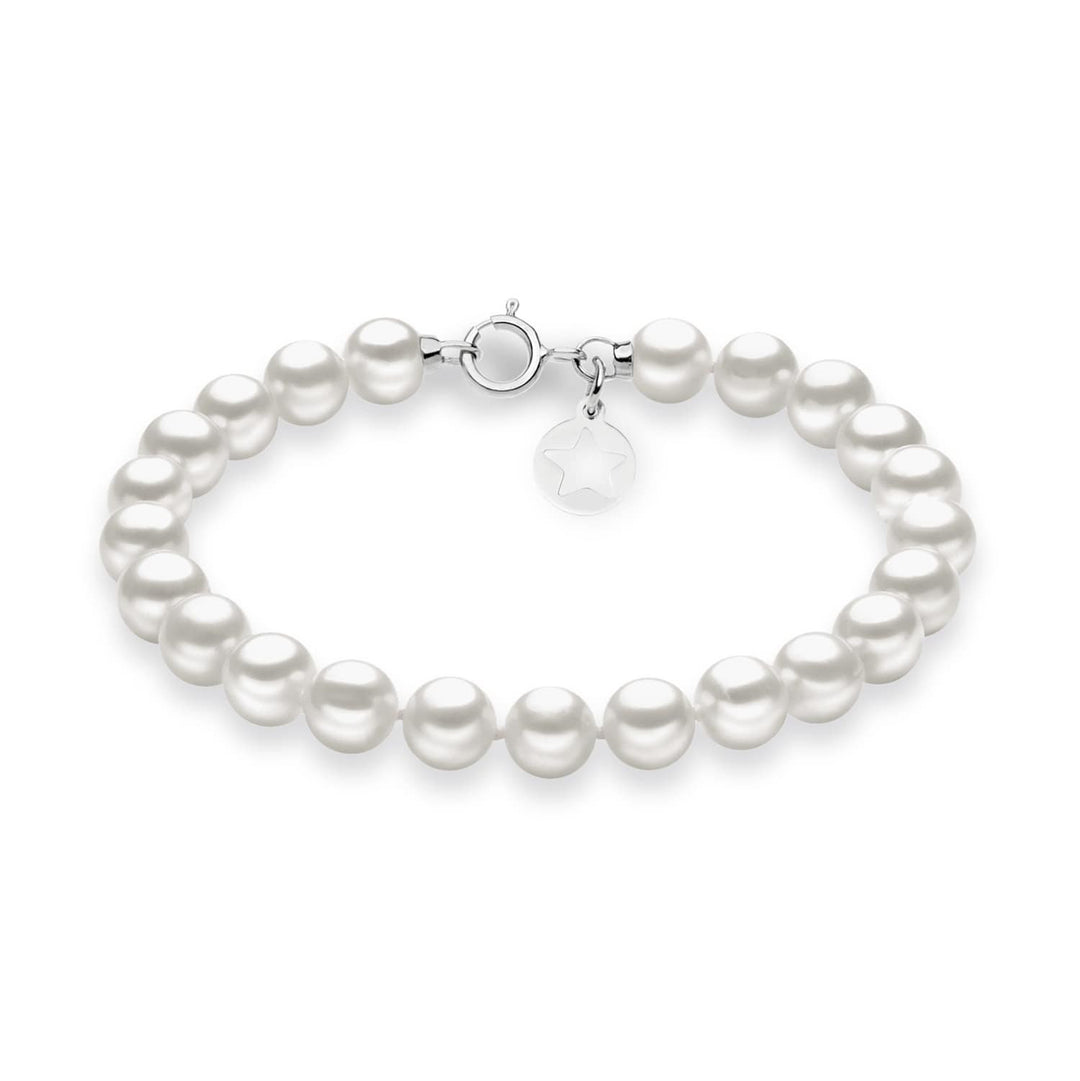 Bracelet Comete en or blanc 375‰, perles et breloque étoile en argent KBRQ109AM20