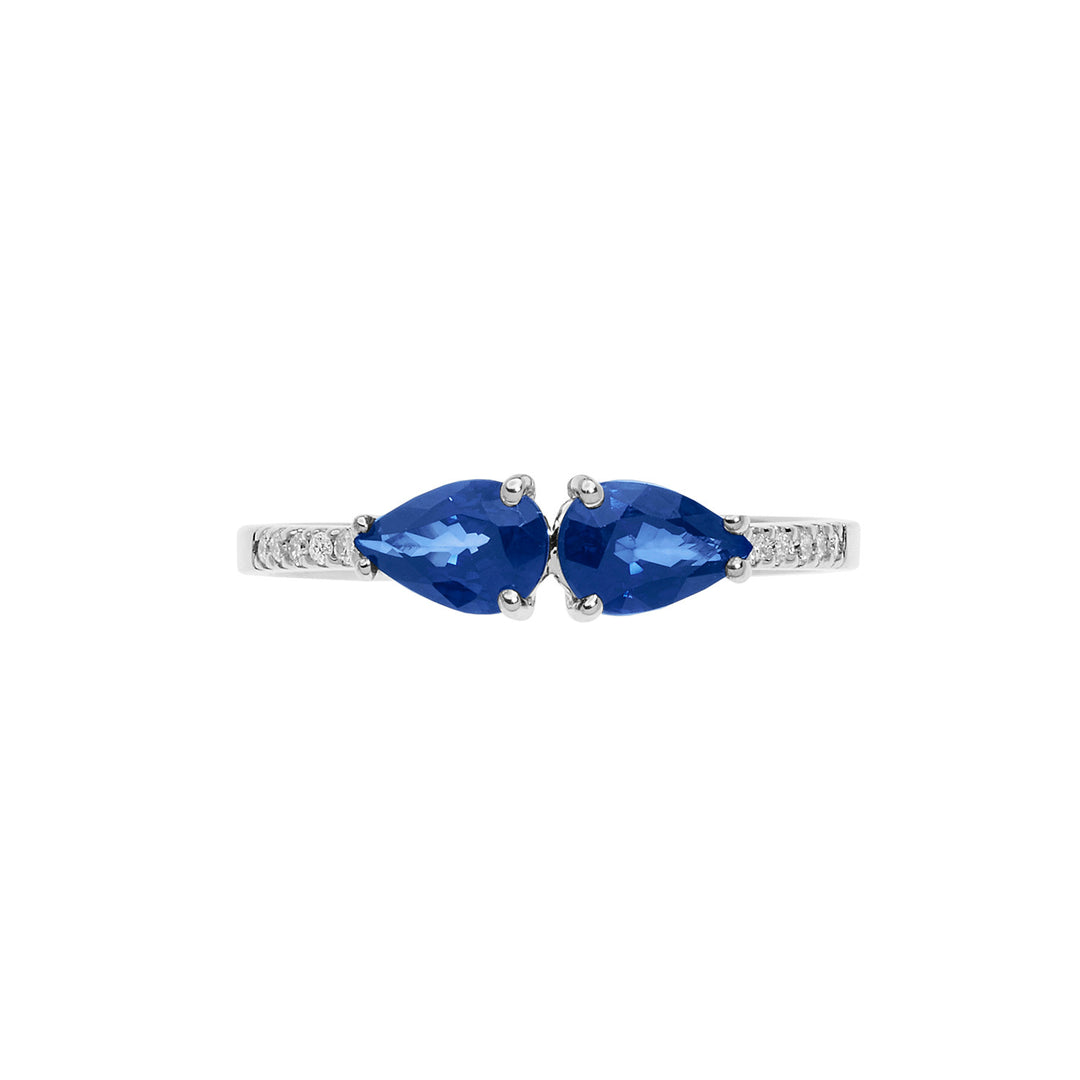 Comete-Goldring mit Diamant- und Saphirtropfen ANB2635