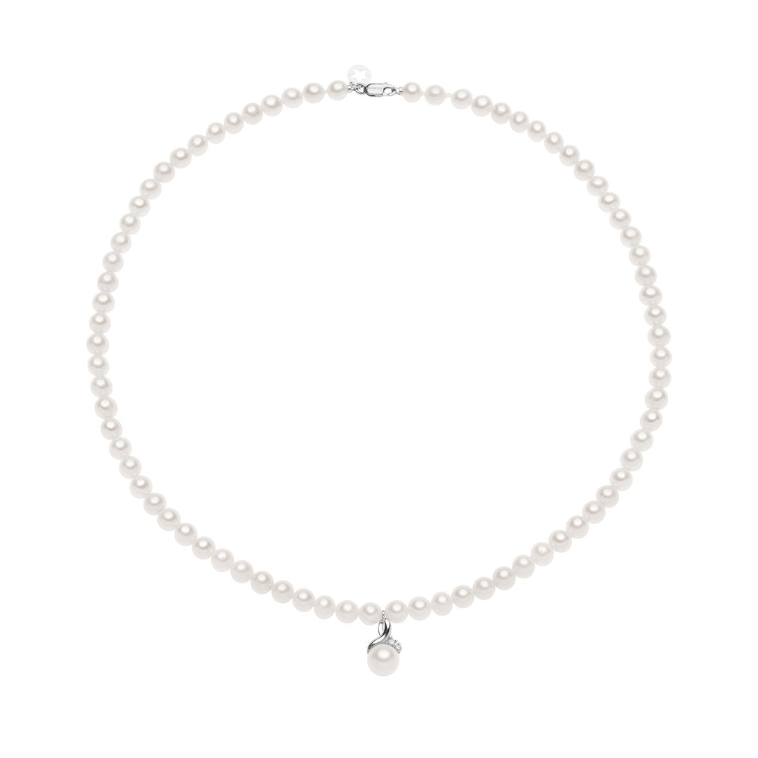 Comete ketting in goud met parels en diamanten FWQ 325