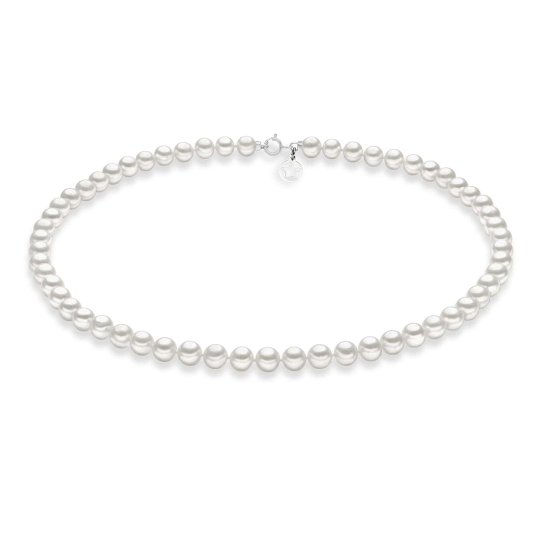 Comete-halsketting in 375‰ witgoud, gekweekte parels en sterbedel in zilver KFWQ105AM50