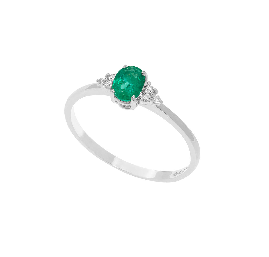Comete-Goldring mit Diamanten und ovalem Smaragd ANB2577S3