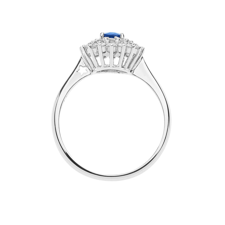 Comete-Goldring mit Diamanten und ovalem blauem Saphir ANB2621