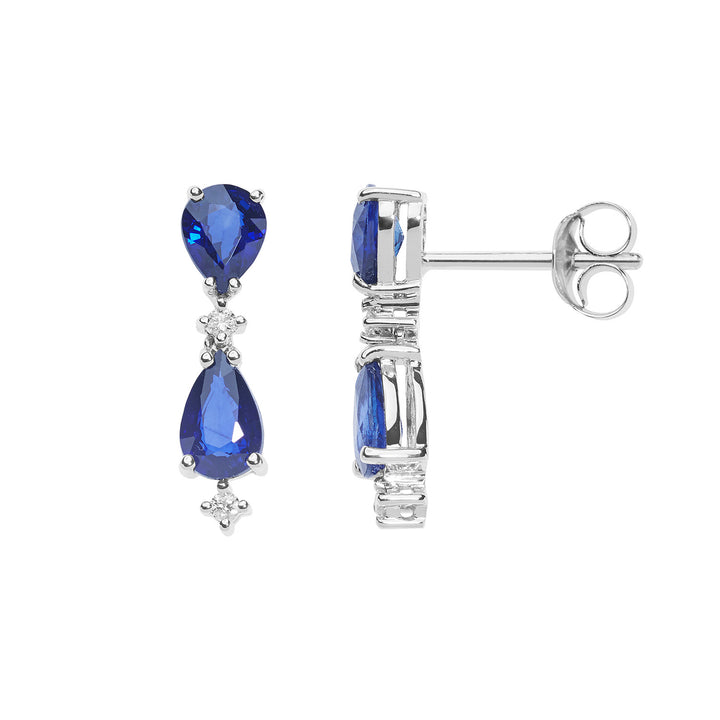 Halber Ohrring Comete aus Weißgold mit Diamanten und blauen Saphiren ORB10601/2