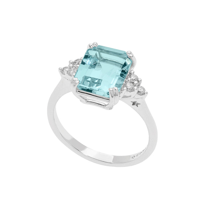 Comete-Goldring mit Diamanten und achteckigem Aquamarin ANQ337