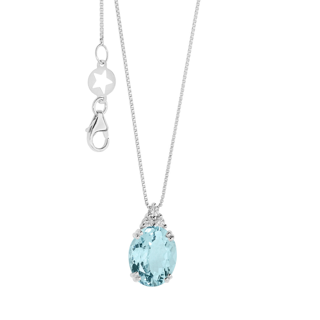 Comete-Halskette aus Golddiamanten und ovalem Aquamarin GLQ300