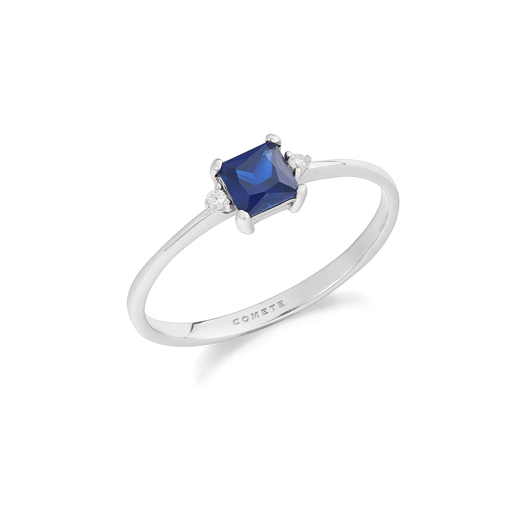 Comete Ring in witgoud met diamanten en blauwe saffier ANB2706