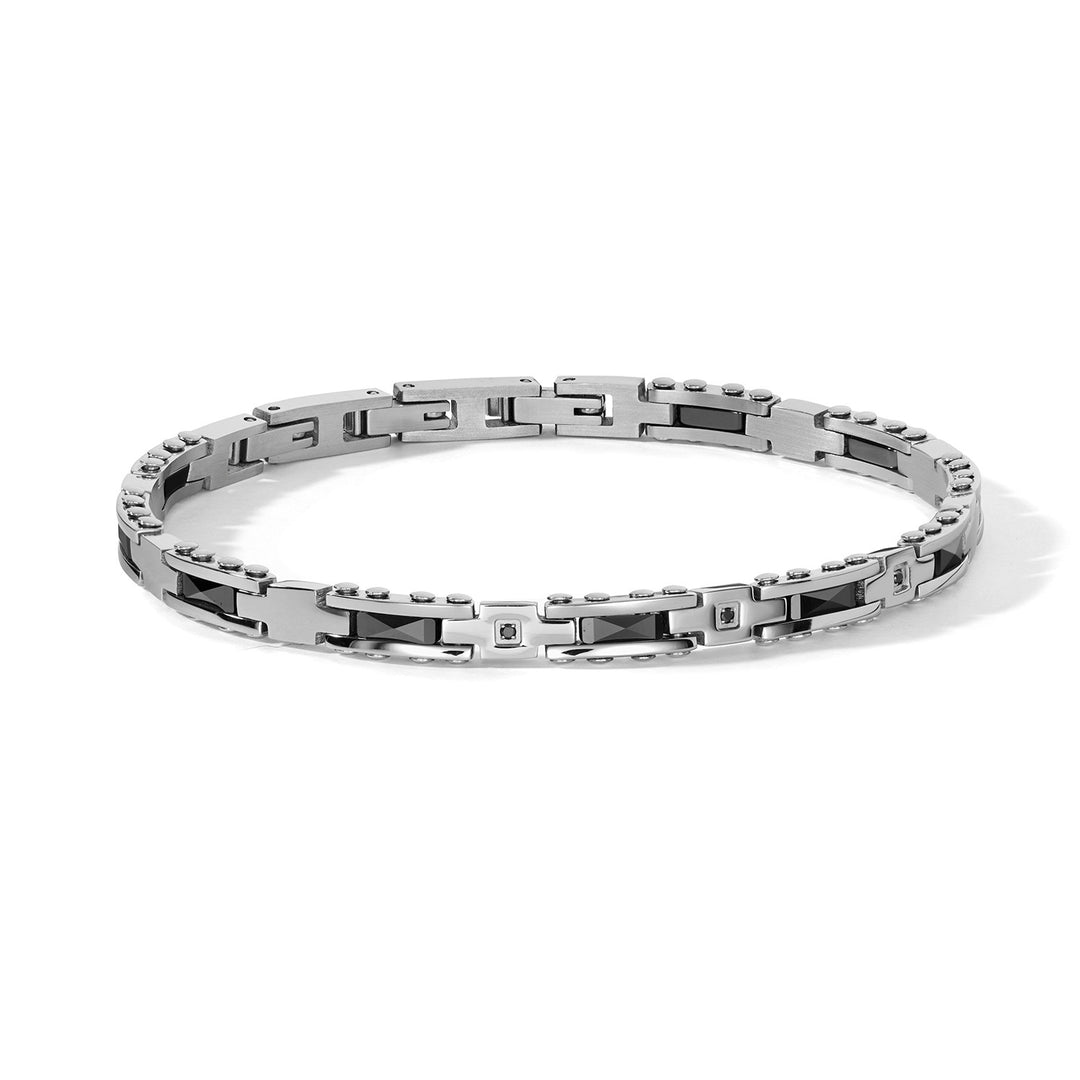 Bracelet Comete en Acier, zircons noirs et céramique UBR1307