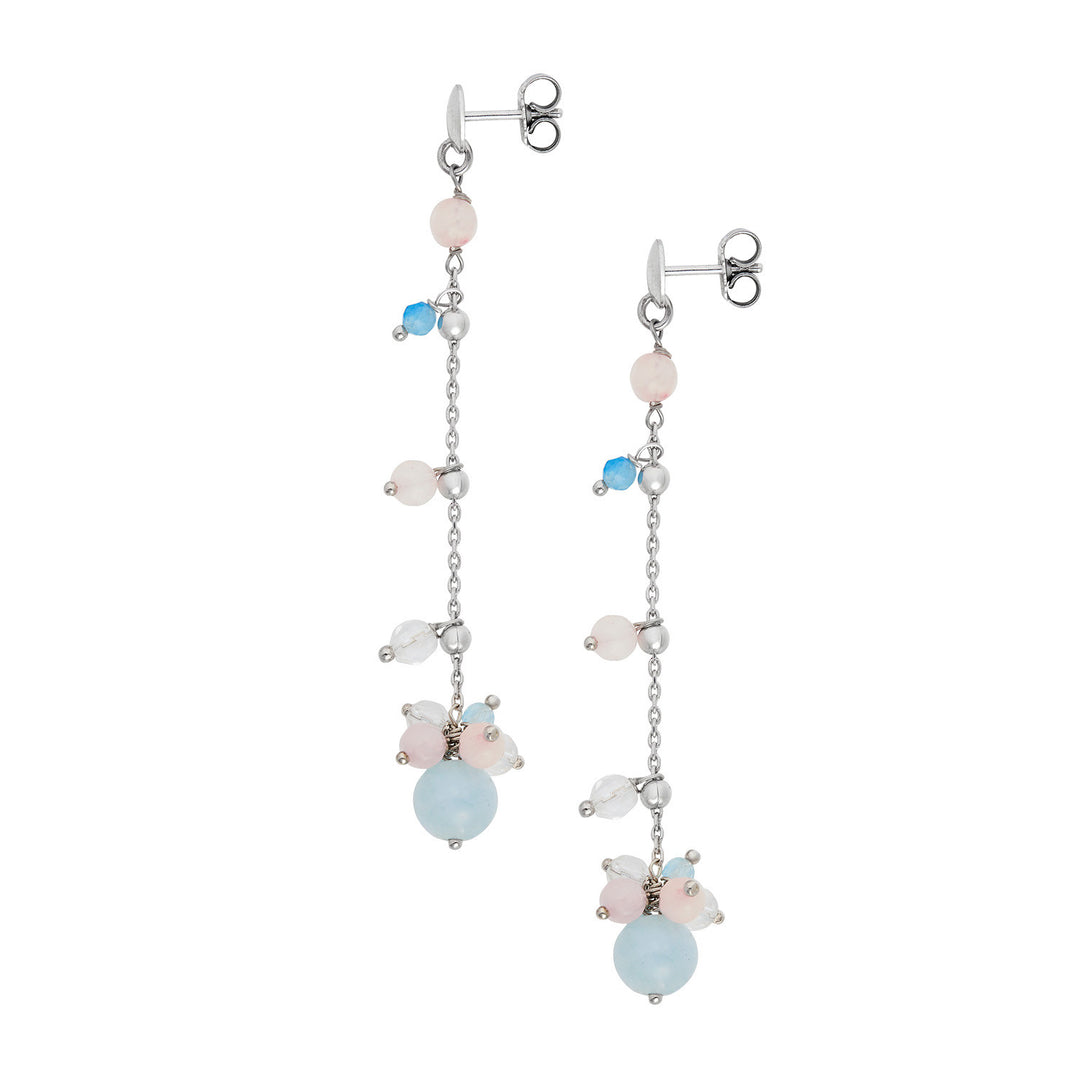 Comete Ohrringe 925‰ Silber mit Aquamarin, Bergkristall, farbiger Jade ORA223
