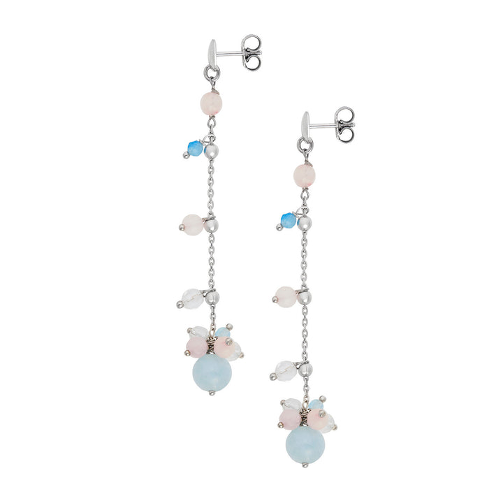 Comete Ohrringe 925‰ Silber mit Aquamarin, Bergkristall, farbiger Jade ORA223
