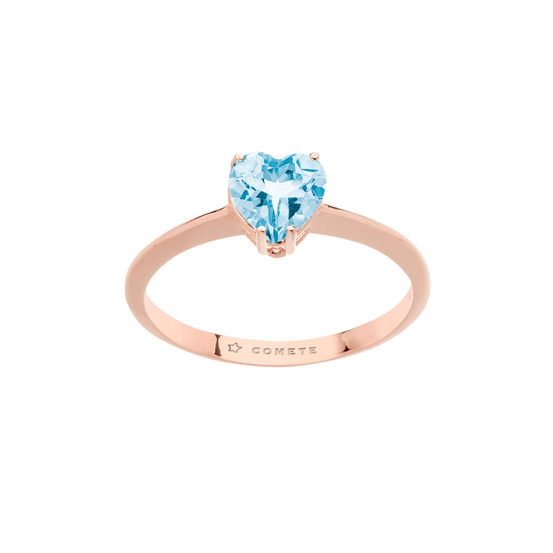 Comete-ring in roségoud en hartvormige blauwe topaas ANB2544