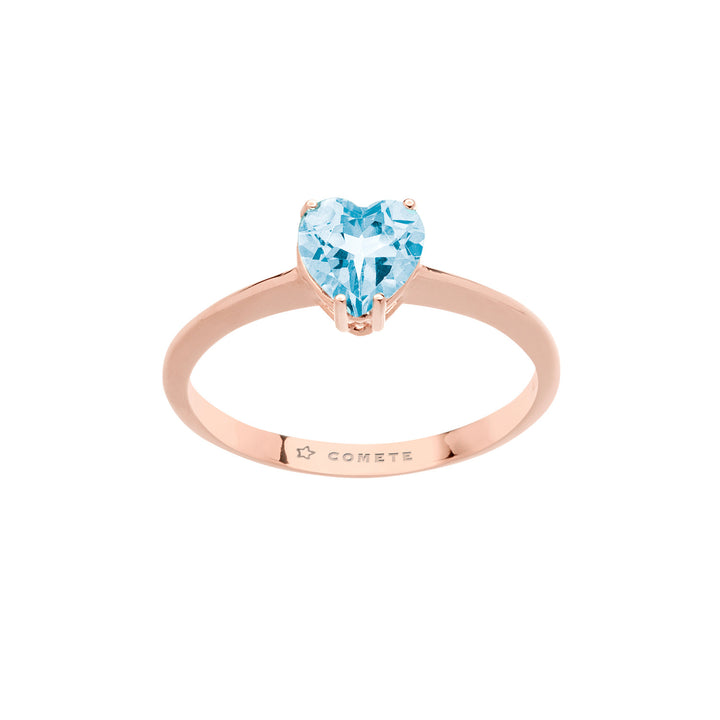 Comete-ring in roségoud en hartvormige blauwe topaas ANB2544