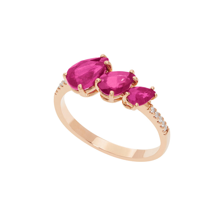 Comete-Ring aus Roségold mit Diamant- und Rubintropfen ANB2638