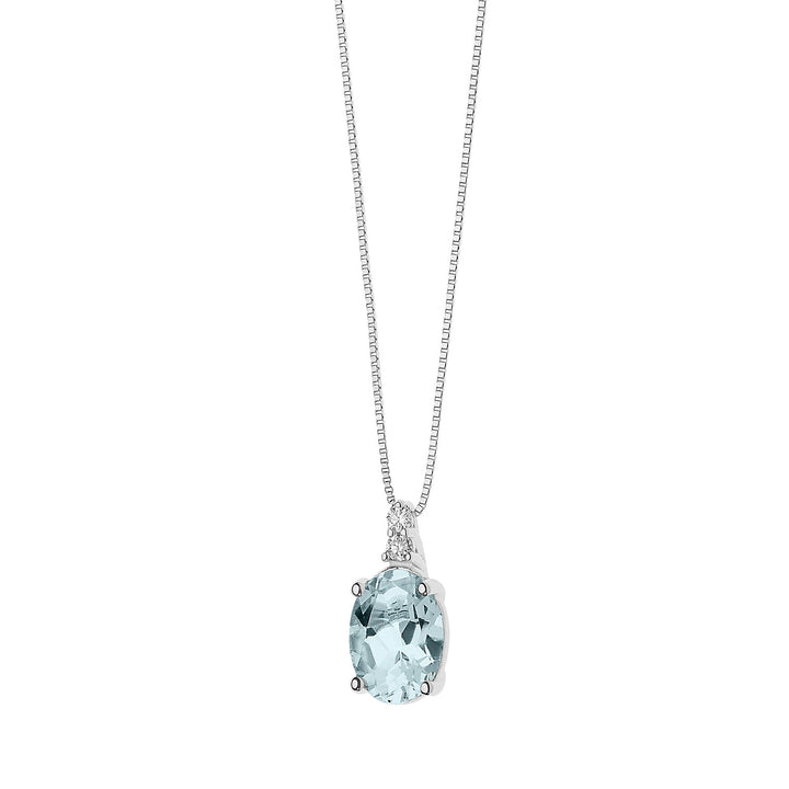 Comete gouden ketting met diamanten en ovale aquamarijn GLQ267