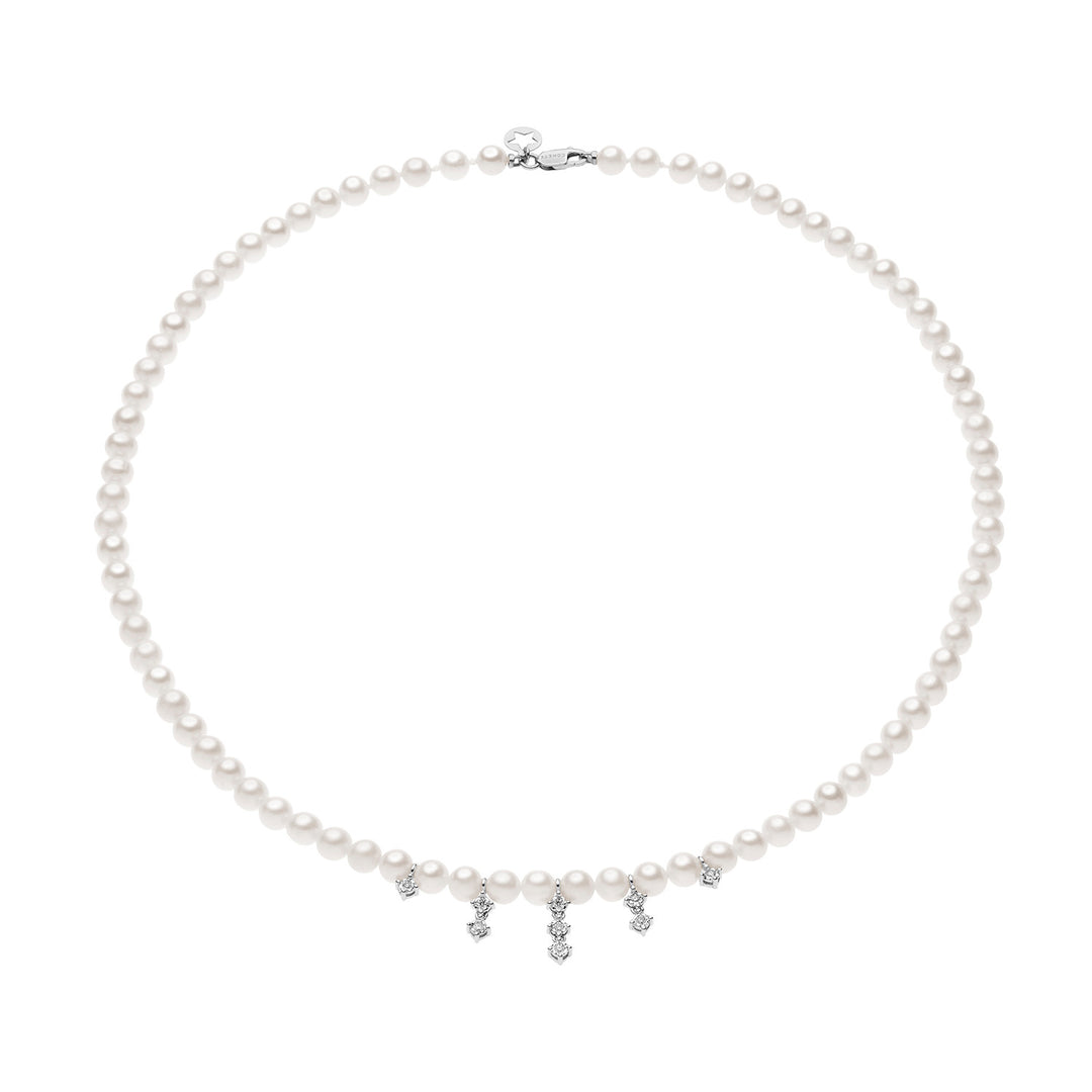 Comete parelketting met diamanten FWQ372