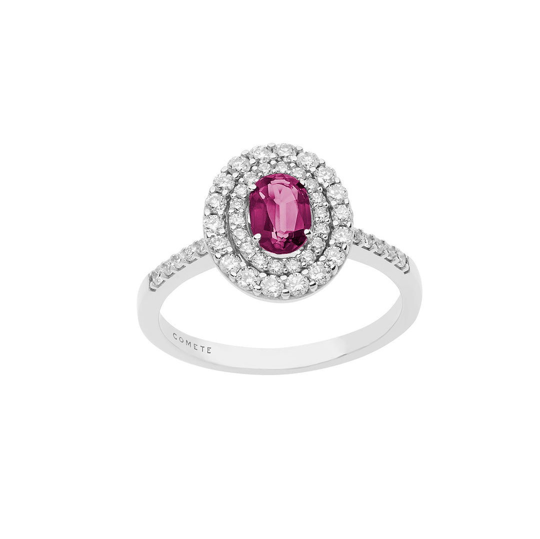 Comete-ring in goud, diamanten en ovale robijn ANB2418