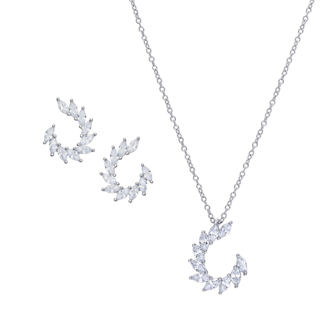 Comete ketting en oorbellen van 925‰ zilver en witte zirkonen KIT259204