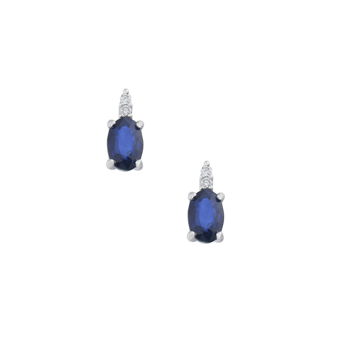 Comete-oorbellen in goud en witte diamanten, ovale blauwe saffier ORB1103