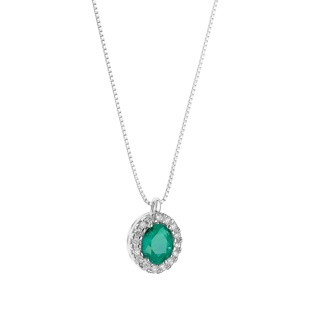 Comete-Halskette aus Gold, Diamanten und ovalem Smaragd GLB1158