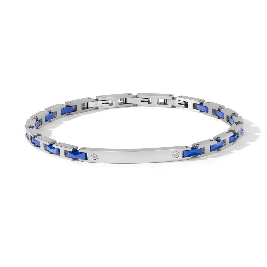 Comete-Armband aus Stahl, Diamanten und blauer Keramik UBR1318