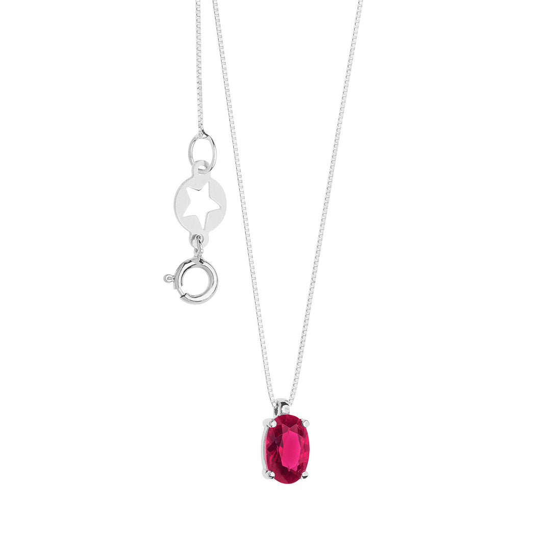 Comete ovale gouden en robijnrode ketting GLB1619