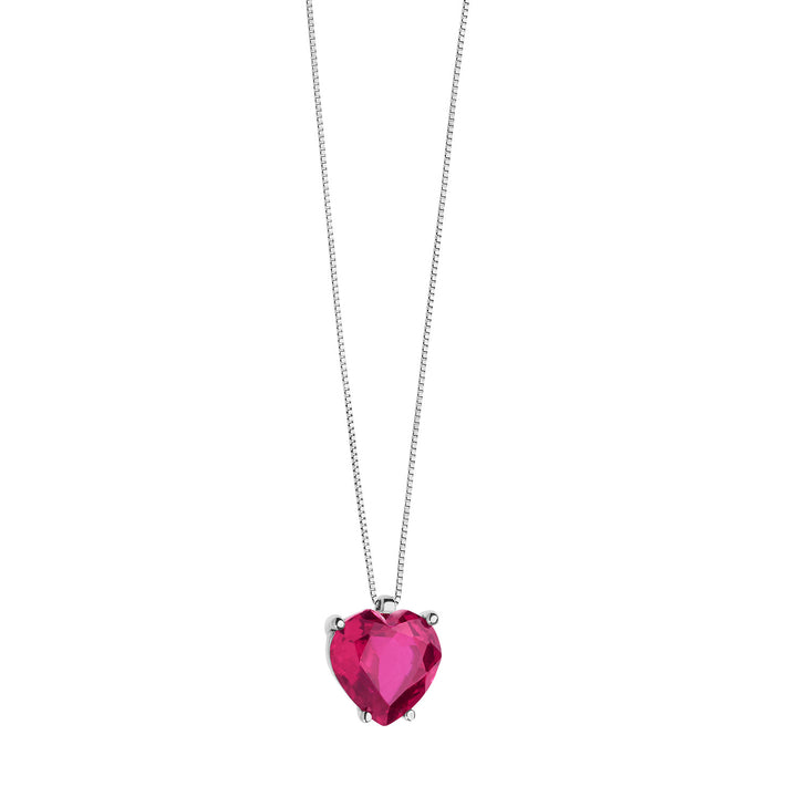 Comete gouden en robijnrode hartketting GLB1429