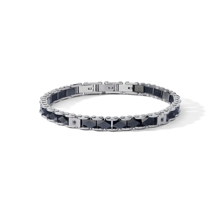 Comete-Stahlarmband mit Keramik und schwarzen Zirkonen UBR1250