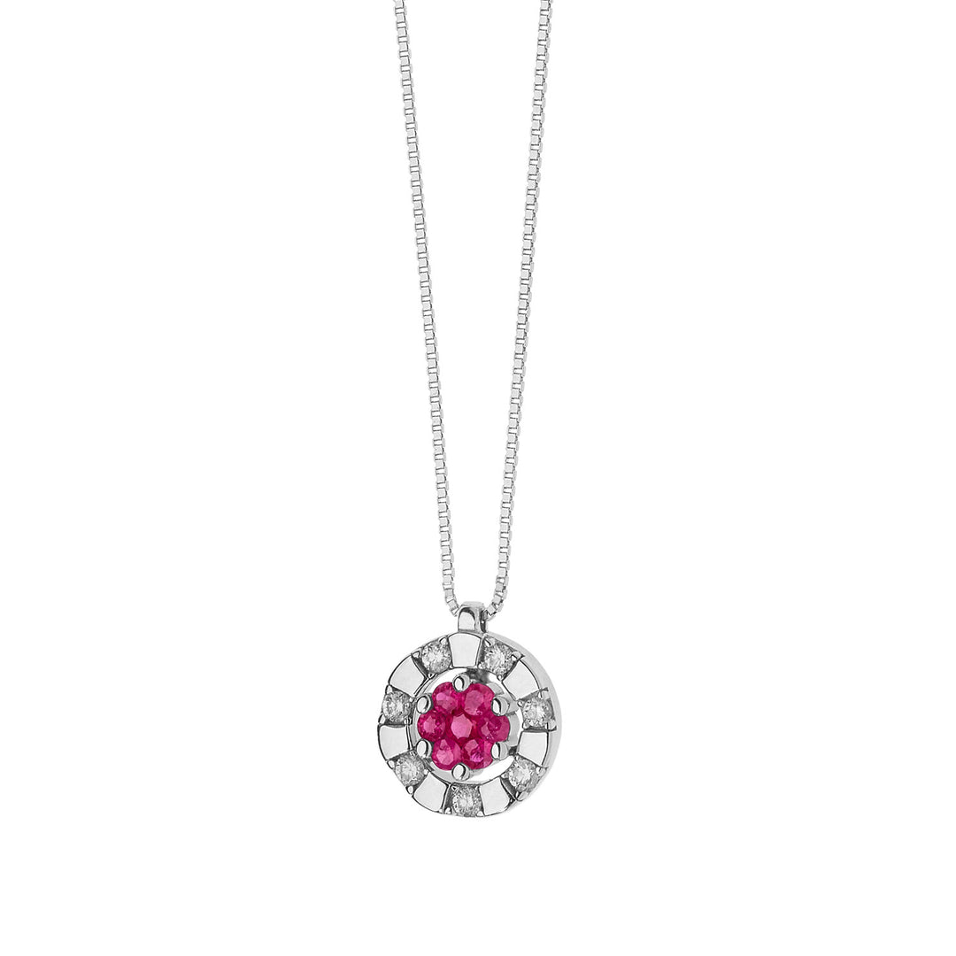 Comete-Halskette aus Weißgold mit Diamanten und Rubinen GLB1376