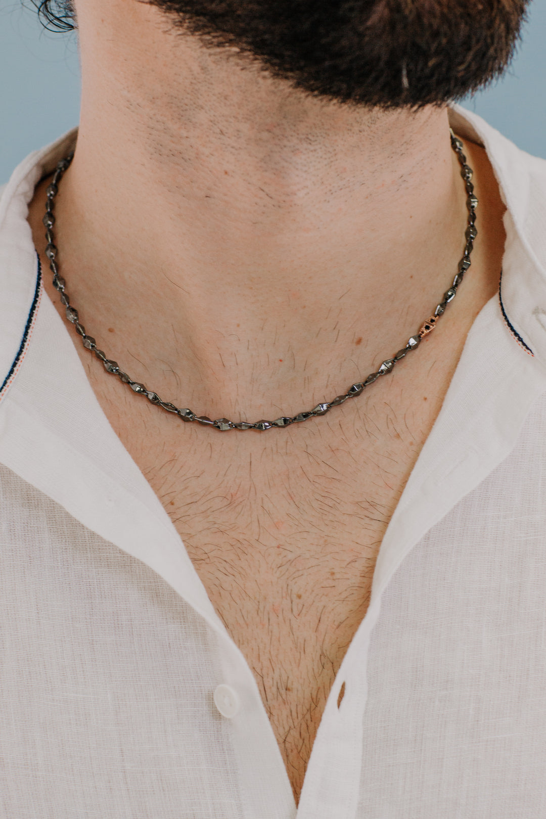 Comete ketting in rosé en gepolijst zilver met zirkonen UGL699