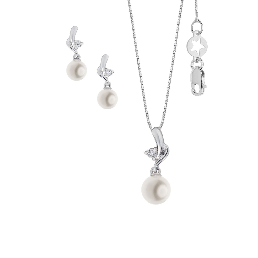 Comete Perlenkette und Ohrringe aus 750‰ Gold und Diamanten KIT634770