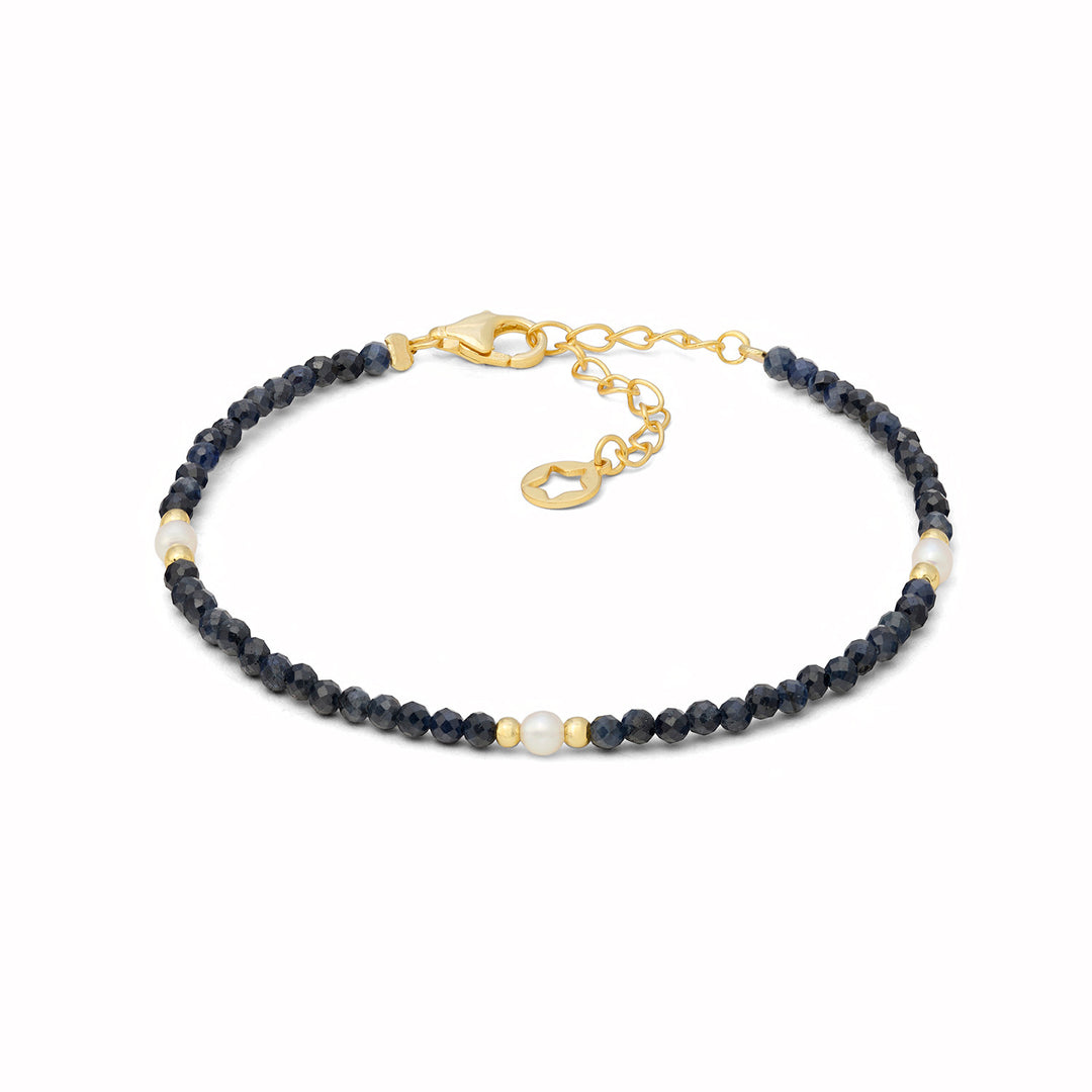 Bracelet Comete en argent doré 925‰ avec saphir et perles BRA281