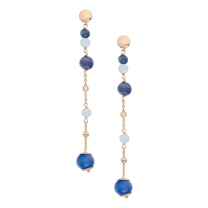 Comete-Ohrringe aus 925‰ Silber mit Aquamarin, Lapis, farbigem Quarz ORA218