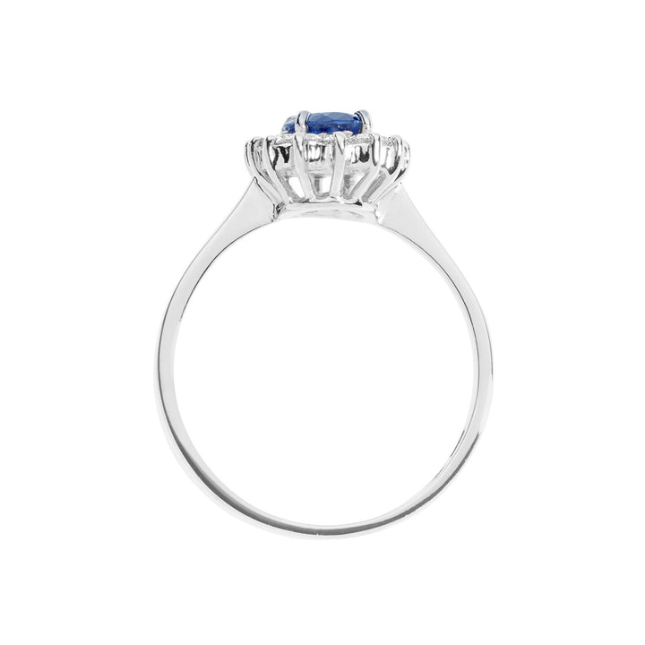 Comete gouden ring met diamanten en ovale blauwe saffier ANB2569