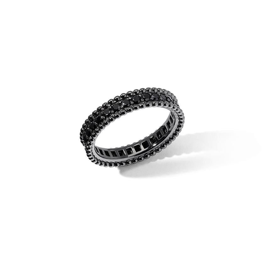 Comete-Ring aus 925‰ Rutheniumsilber mit schwarzen Zirkonen UAN133M18