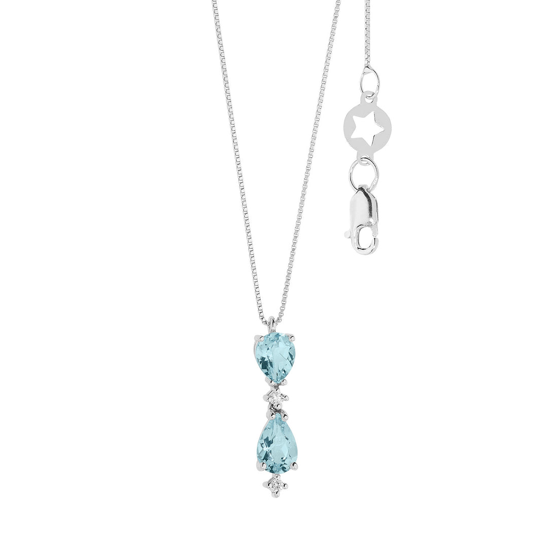 Comete-Halskette aus Gold, Diamanten und Aquamarin-Tropfen GLQ299
