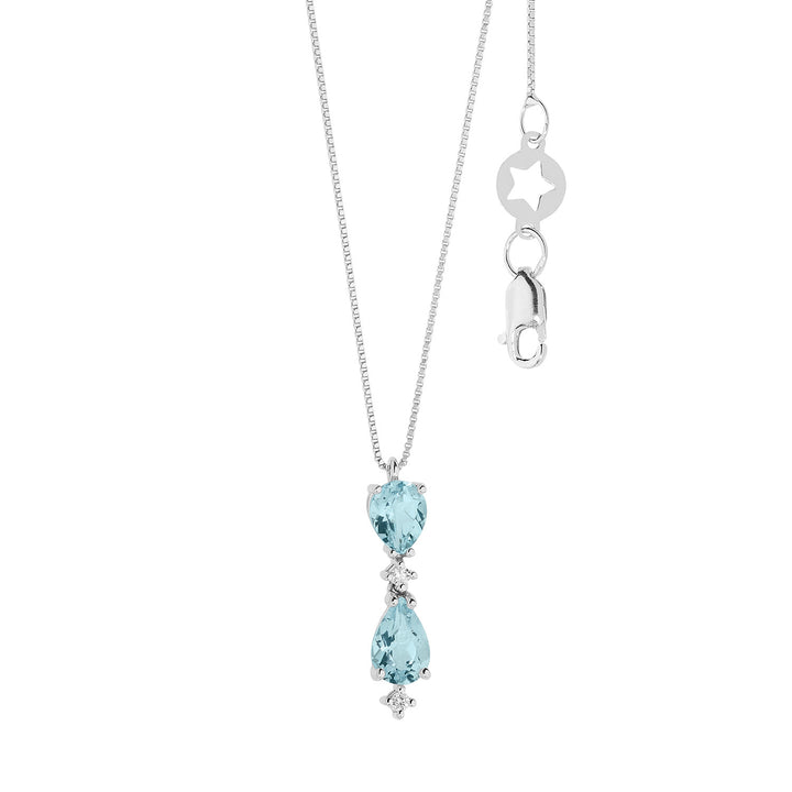 Comete-Halskette aus Gold, Diamanten und Aquamarin-Tropfen GLQ299