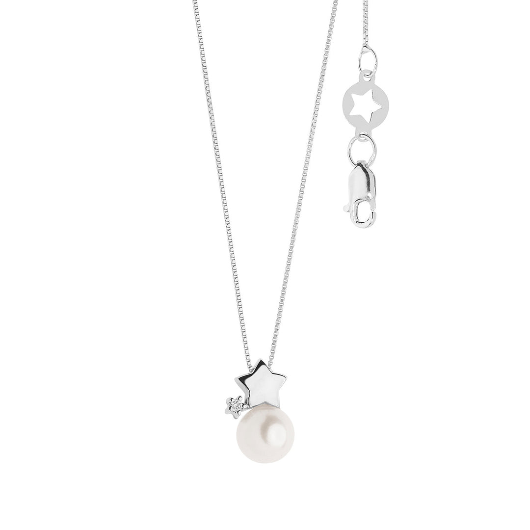 Comete Choker ketting parels in goud en diamanten met ster GLP609