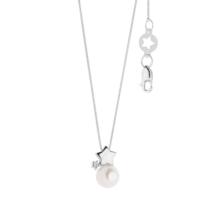 Comete Choker ketting parels in goud en diamanten met ster GLP609