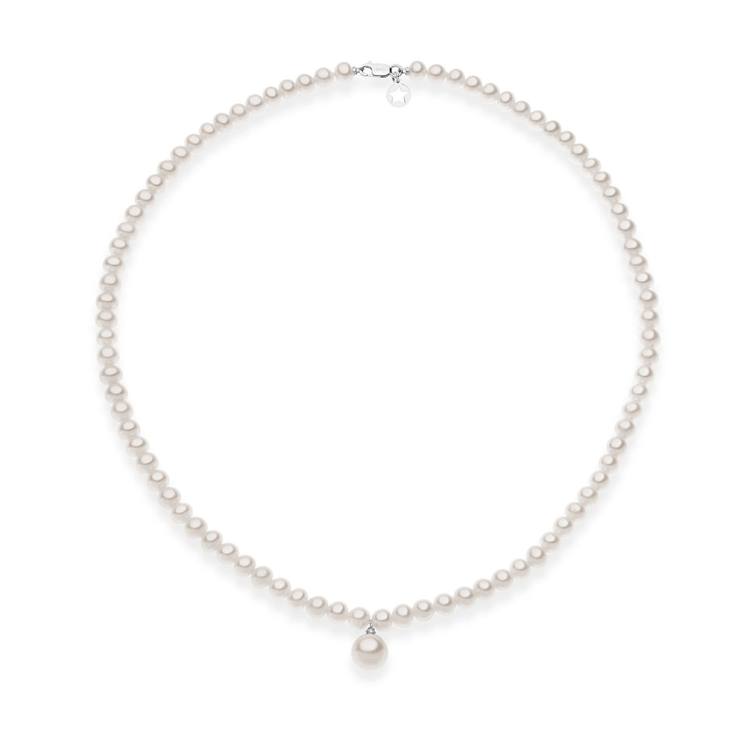 Comete ketting zoetwaterparelstreng in goud en diamant FWQ 265