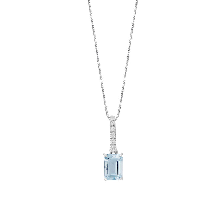 Comete achthoekige aquamarijn ketting in goud en diamanten GLQ318