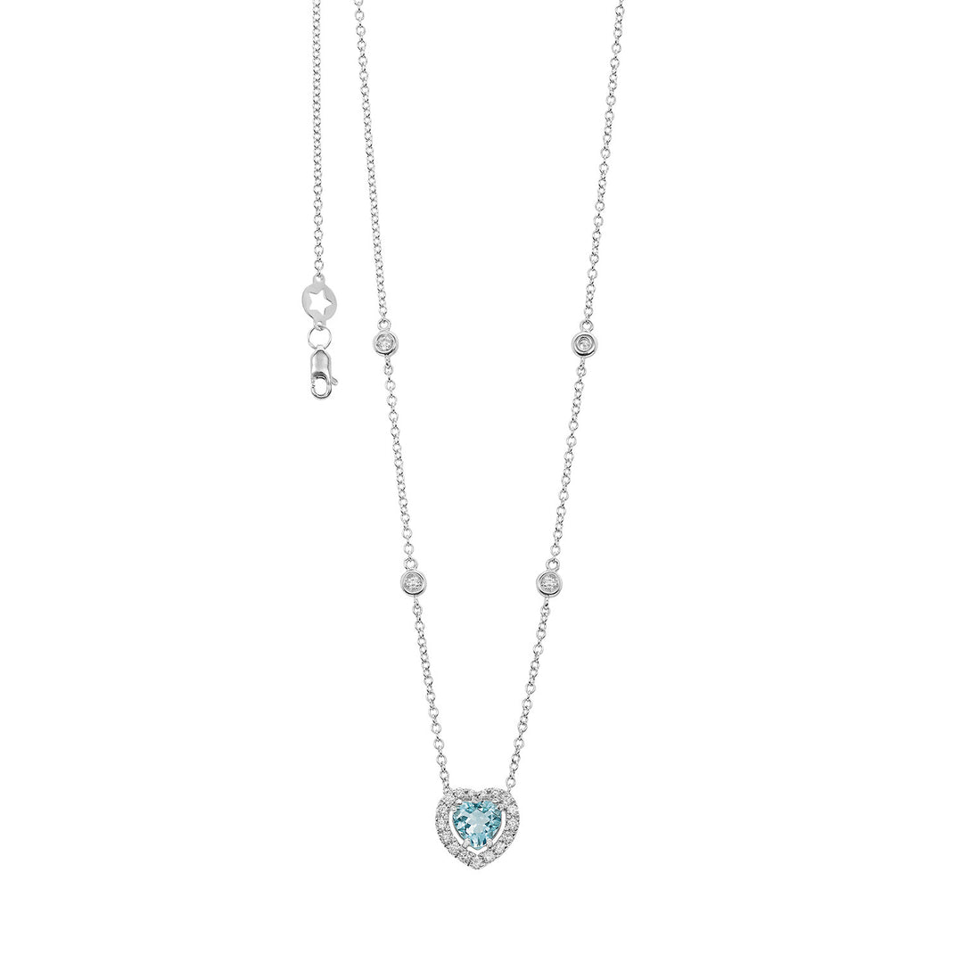 Comete-Halskette aus 750‰ Gold mit herzförmigem Aquamarin und Diamanten GLQ322
