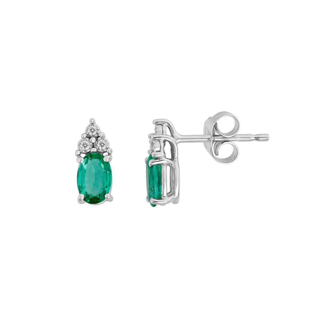 Comete Oorbellen in witgoud met diamanten en ovale smaragden ORB1122S3
