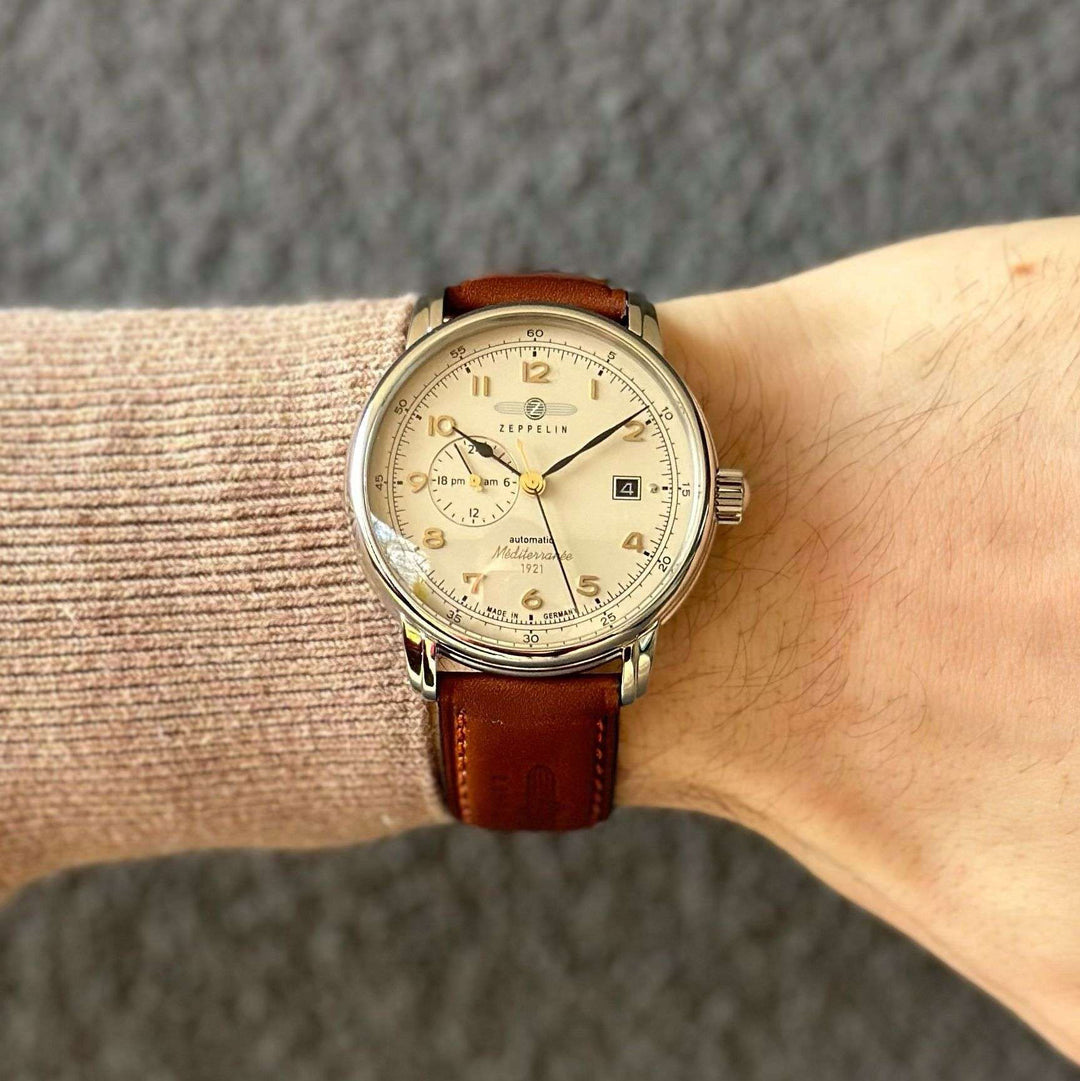 Zeppelin LZ121 Mediterranèe 24ore 40mm beige automatisch staal 9668-5