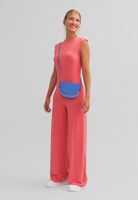 DUDU Kleine Damen-Umhängetasche aus Leder, schlanke Handtasche im kompakten Design mit Knopfverschluss, verstellbarer Schultergurt