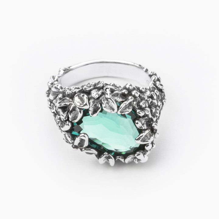 Le Jardin de Clorì anello Fiori ovale argento 925 cristallo idrotermale FAP01DR-PARAIBA - Capodagli 1937