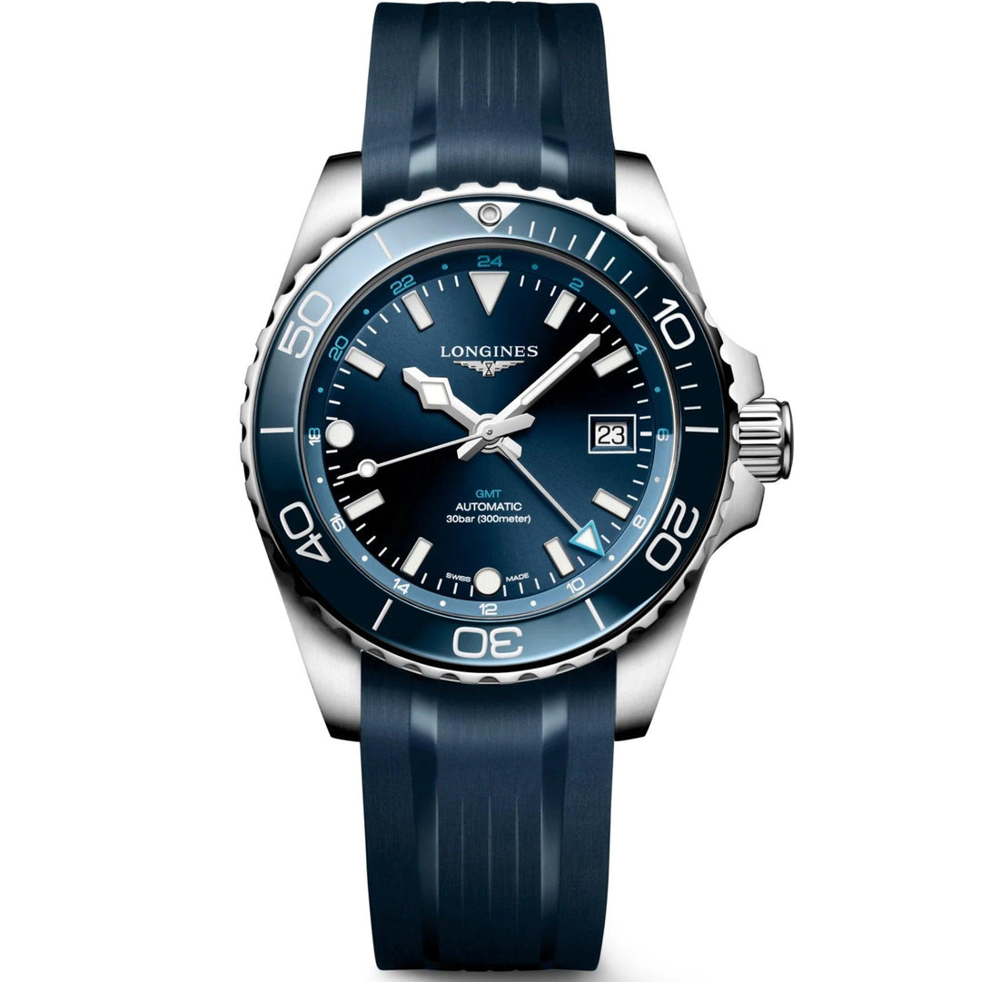 Longines orologio Hydroconquest GMT 41mm blu automatico acciaio L3.790.4.96.9 - Capodagli 1937