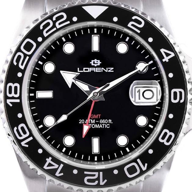 Lorenz GMT Automatikuhr 40 mm schwarzer Automatikstahl 030228AA – Capodagli 1937