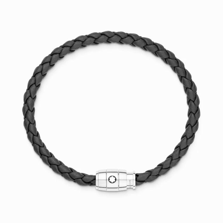 Montblanc black woven leather bracelet with 3 ring closure size M 13089663 - Capodagli 1937